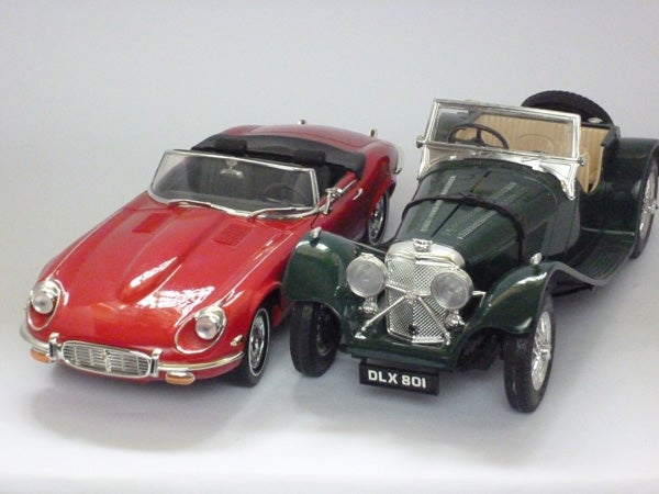 Photograph of two model cars captured with Panasonic Lumix DMC-FX60.