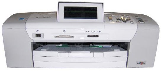 Brother DCP-385C Inkjet All-in-One printer on white background.
