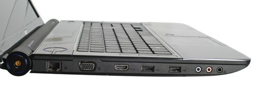 Side view of Acer Aspire 7535G laptop showing ports.