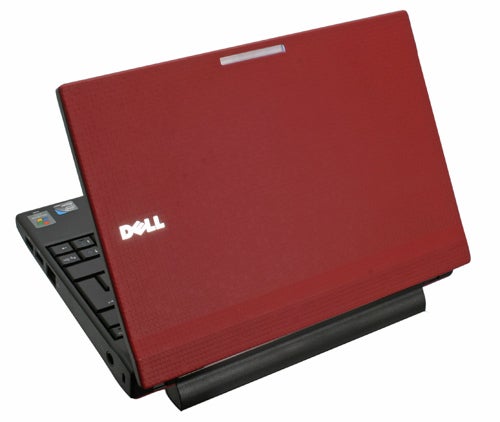 Dell Latitude 2100 Netbook with a red cover.