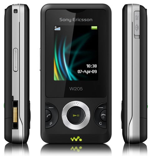 Sony Ericsson W205 mobile phone from different angles.