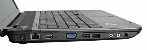 Side view of Acer Aspire 5536 laptop showing ports
