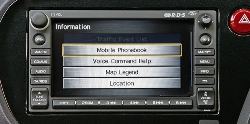 Honda Insight's dashboard screen displaying the information menu.