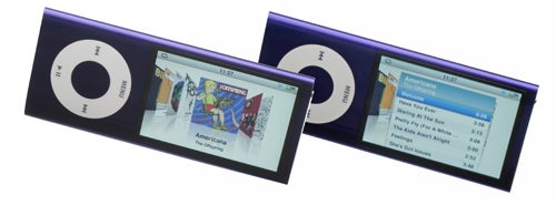 Apple iPod nano 5th Gen 8GB in purple displaying menu.