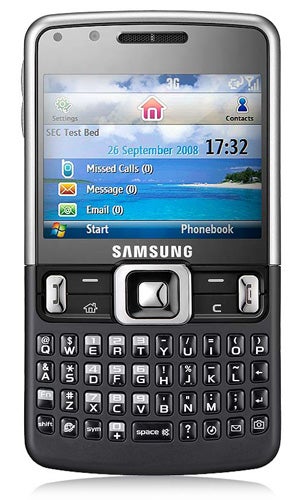 Samsung C6625 smartphone with QWERTY keyboard and display screen.