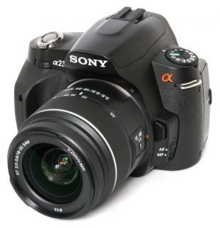 Sony Alpha A230 DSLR camera with lens attached.
