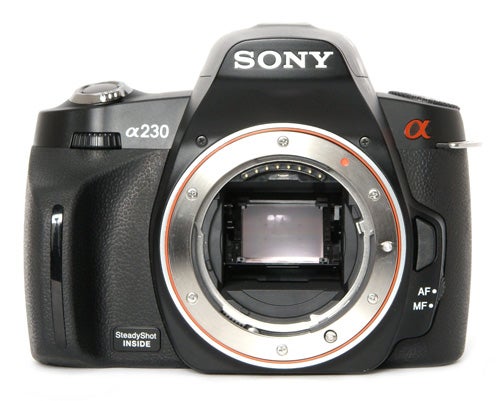 Sony Alpha A230 DSLR camera without lens.
