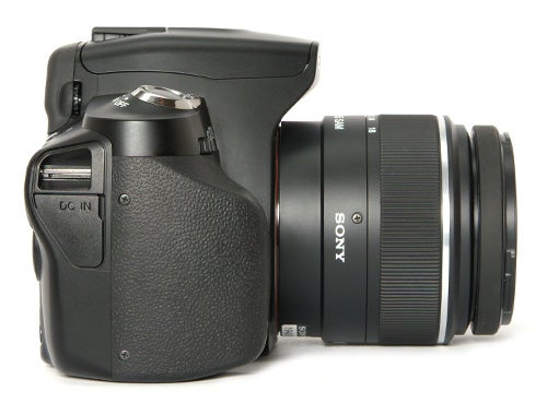 Sony Alpha A230 DSLR camera with lens.
