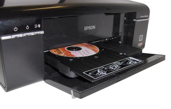 Epson Stylus Photo P50 printer with open CD/DVD tray.