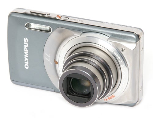 Olympus mju-7010 compact digital camera on white background.