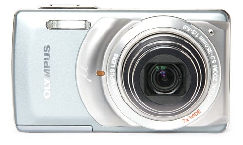 Olympus mju-7010 compact digital camera front view.