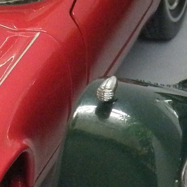 Close-up of a miniature car collection.