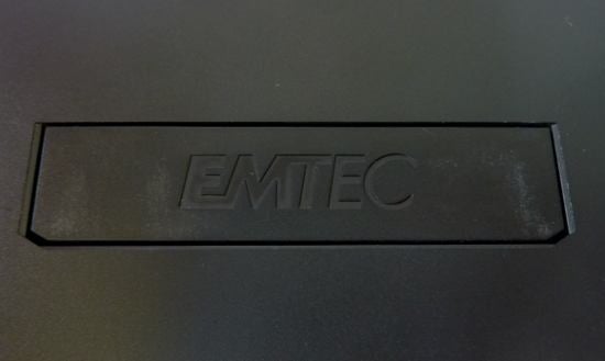 Close-up of the EMTEC logo on a product surface.