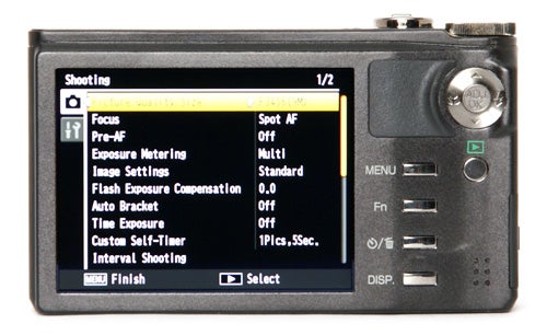 Ricoh CX2 camera displaying its settings menu.