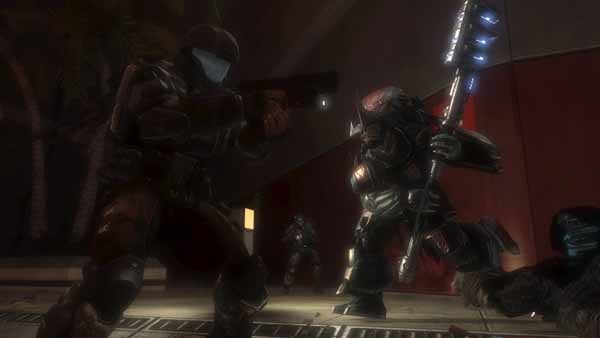 Halo 3: ODST gameplay scene with characters in combat.