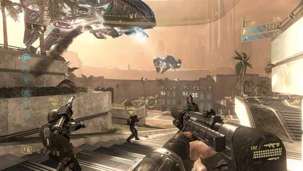 Halo 3: ODST gameplay screenshot showcasing combat scene.
