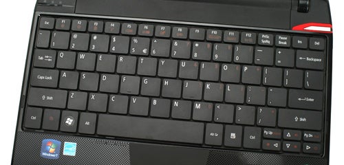 Acer Ferrari One netbook keyboard close-up.
