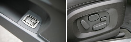 Jaguar XF power window and seat adjustment controls.