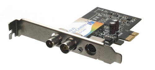 Asus Hybrid TV Tuner Card with coaxial and audio ports.