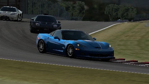 Screenshot of racing game on Sony PSPgo console.