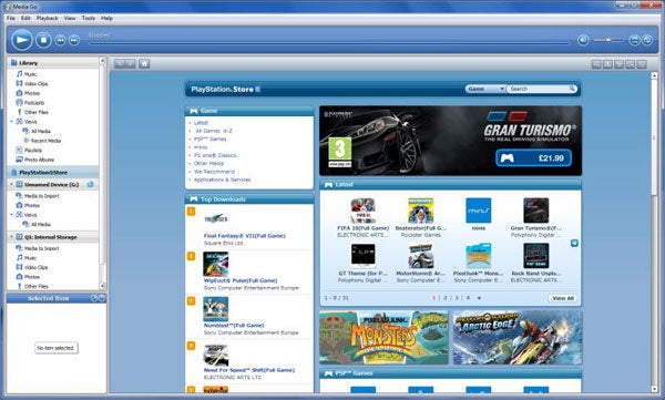 Screenshot of PlayStation Store interface on Sony PSPgo.