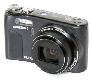 Samsung WB500 digital camera on a white background.