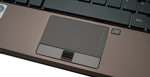 Close-up of Acer Aspire 3935 laptop keyboard and touchpad