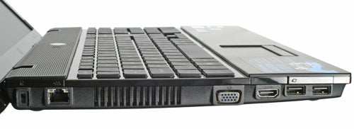Side view of HP ProBook 4510s showing ports and DVD drive.