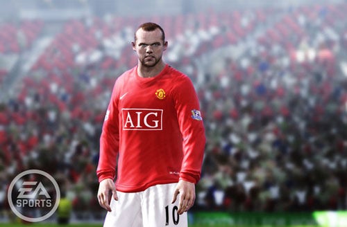 FIFA 10 video game cover with virtual football player.