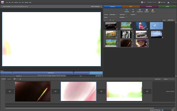 Screenshot of Adobe Premiere Elements 8 video editing software interface.