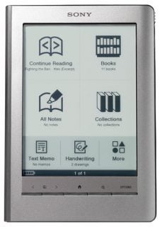 Sony PRS-600 Reader Touch Edition e-reader display and menu.