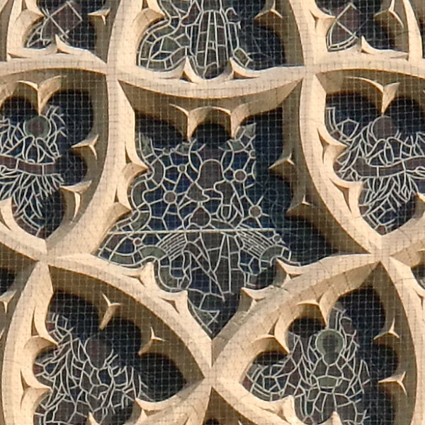 Close-up of intricate stonework pattern.