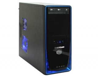 CyberPower Infinity i5 Hercules SE Gaming PC with blue LED lights.