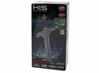 HIS Radeon HD 5850 graphics card product packaging.