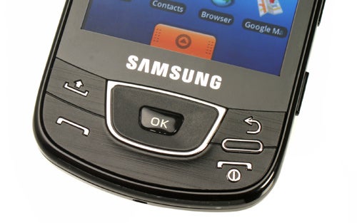 Close-up of Samsung i7500 Galaxy smartphone navigation buttons.