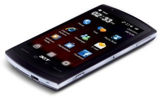 Acer neoTouch S200 smartphone displaying screen icons on white background.