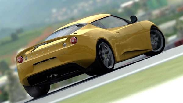 Yellow sports car racing in Forza Motorsport 3 video game.