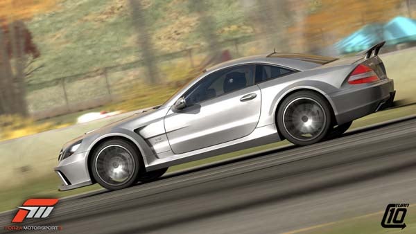 Silver sports car racing in Forza Motorsport 3 video game.