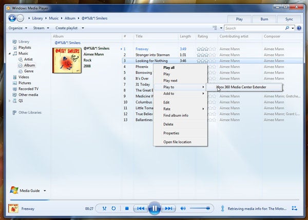 Screenshot of Windows Media Player interface on Windows 7.