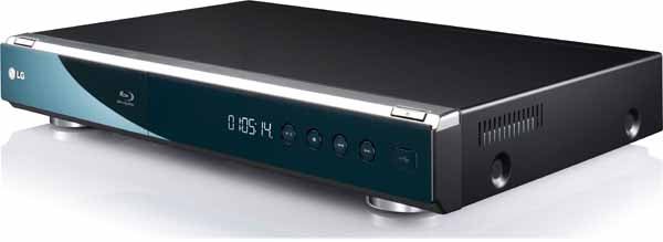 LG BD390 Blu-ray player with digital display on front.