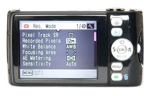 Pentax Optio P80 camera displaying settings on LCD screen.