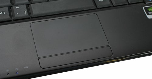 Close-up of Samsung N510 netbook's keyboard and touchpad.