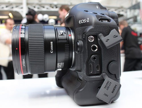 Canon EOS 1D Mark IV DSLR camera with lens attached.