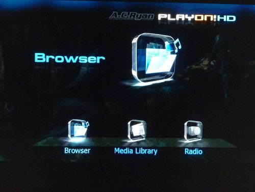 A.C.Ryan Playon!HD Media Player interface on screen display.