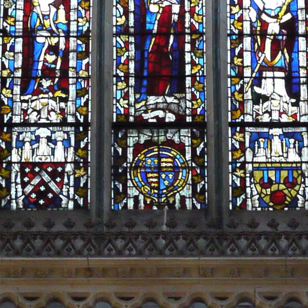 Photo of colorful stained glass windows taken with Lumix DMC-GF1.