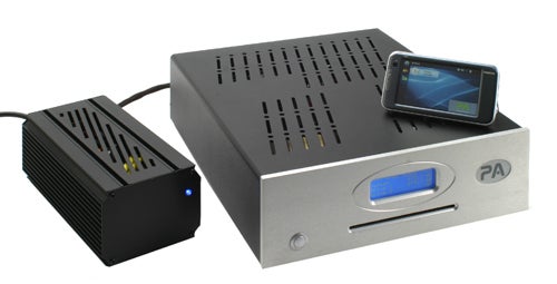 Pinnacle Audio Folio with smartphone dock and external power supply.
