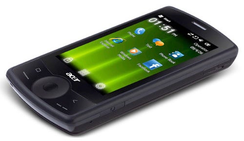 Acer beTouch E101 smartphone displaying home screen.