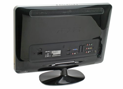 Rear view of Asus 24T1E LCD TV Monitor showing ports and stand.