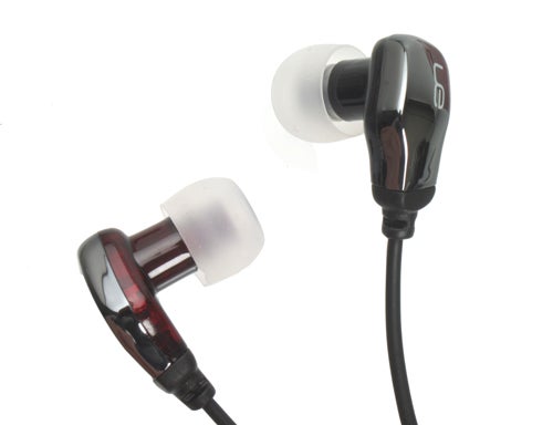 Ultimate Ears Super.Fi 5vi earphones close-up on white background.
