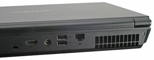 Side view of Novatech X70 CA Pro gaming laptop showing ports.